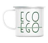 Mug en métal émaillé Eco not ego écologie Blanc G