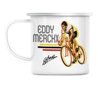 Mug en métal émaillé Eddy merckx vintage vélo Blanc G