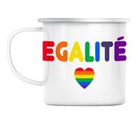Mug en métal émaillé égalité coeur lgbtq+ gay Blanc G