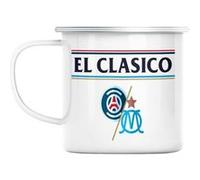 Mug en métal émaillé El clasico paris marseille Blanc G