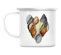 Mug en métal émaillé Escargot minimaliste planche Blanc G