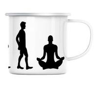 Mug en métal émaillé Evolution méditation yoga Blanc G