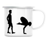 Mug en métal émaillé Evolution yoga meditation Blanc G