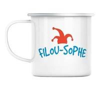 Mug en métal émaillé Filou-sophe philosophe humour Blanc G