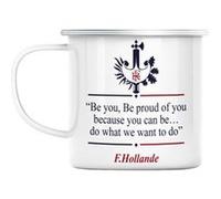Mug en métal émaillé François hollande discours en Blanc G