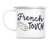 Mug en métal émaillé French touch française cliché Blanc G