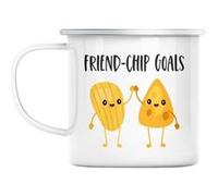 Mug en métal émaillé Friend-chip goal jeux de mots Blanc G