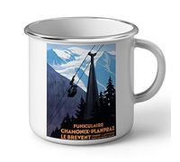 Mug en Métal Emaillé Funiculaire Chamonix Affiche Poster Vintage Tourisme Art Deco 30's