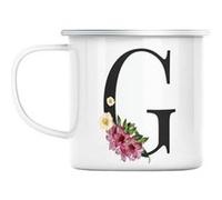 Mug en métal émaillé G gabrielle gisèle lettre Blanc G
