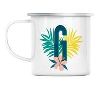 Mug en métal émaillé G greta gabriella lettre Blanc G