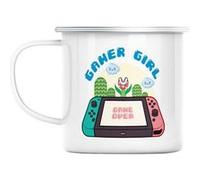 Mug en métal émaillé Gamer girl jeux video console Blanc G