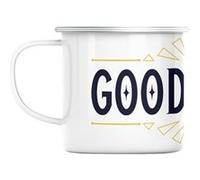 Mug en métal émaillé Good vibes bonne humeur cool Blanc G