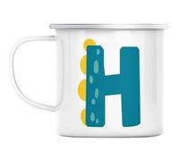 Mug en métal émaillé H hugo héloise lettre prénom Blanc G