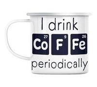 Mug en métal émaillé I drink coffee periodically Blanc G