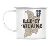 Mug en métal émaillé Ille et vilaine 35 Blanc G