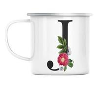 Mug en métal émaillé J jade julie julia jeanne Blanc G