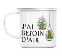 Mug en métal émaillé J'ai besoin d'air tillandsia Blanc G