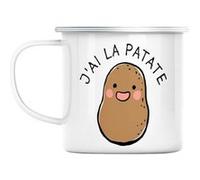 Mug en métal émaillé J'ai la patate expression Blanc G
