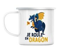 Mug en métal émaillé Je roule en dragon enfant Blanc G