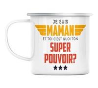 Mug en métal émaillé Je suis maman, et toi c'est Blanc G