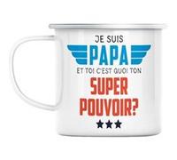 Mug en métal émaillé Je suis papa, et toi c'est Blanc G