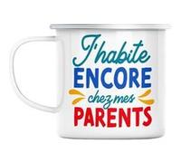 Mug en métal émaillé J'habite encore chez mes Blanc G
