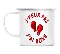 Mug en métal émaillé J'peux pas j'ai boxe boxeur Blanc G