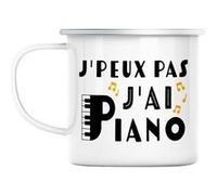 Mug en métal émaillé J'peux pas j'ai piano Blanc G