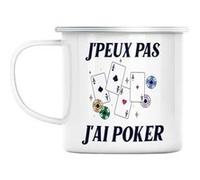 Mug en métal émaillé J'peux pas j'ai poker casino Blanc G
