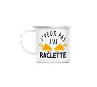 Mug en Métal Emaillé J'Peux Pas J'ai Raclette Fromage Montagne Ski Savoie