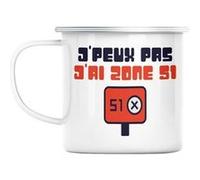 Mug en métal émaillé J'peux pas j'ai zone 51 ovni Blanc G