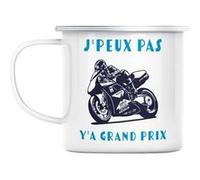 Mug en métal émaillé J'peux pas y'a grand prix Blanc G