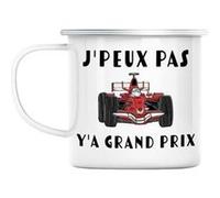 Mug en métal émaillé J'peux pas y'a grand prix Blanc G