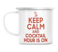 Mug en métal émaillé Keep calm and cocktail hour Blanc G