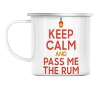Mug en métal émaillé Keep calm and pass me the rum Blanc G