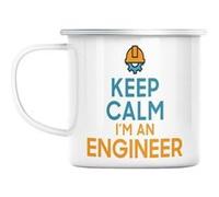 Mug en métal émaillé Keep calm i'm an engineer Blanc G