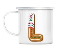 Mug en métal émaillé L lena leo lucas lettre Blanc G
