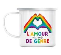 Mug en métal émaillé L'amour n'a pas de genre Blanc G