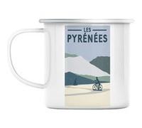 Mug en métal émaillé Les pyrénées vélo france Blanc G