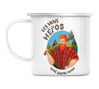Mug en métal émaillé Les vrais héros - bûcheron Blanc G