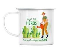 Mug en métal émaillé Les vrais héros - jardinier Blanc G
