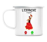 Mug en métal émaillé L'espagne m'appelle flamenco Blanc G