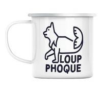 Mug en métal émaillé Loup-phoque humour animaux Blanc G