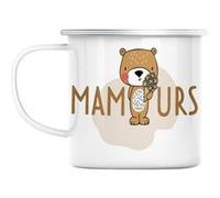 Mug en métal émaillé Mamours la maman ours dessin Blanc G