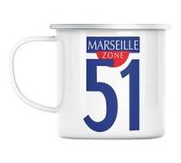 Mug en métal émaillé Marseille zone 51 ville foot Blanc G