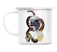 Mug en métal émaillé Médusa cassette collage art Blanc G