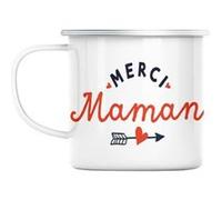 Mug en métal émaillé Merci maman mère amour coeur Blanc G