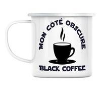 Mug en métal émaillé Mon côté obscur café noir Blanc G
