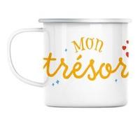 Mug en métal émaillé Mon trésor bébé mignon parent Blanc G