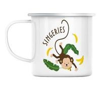 Mug en métal émaillé Mr. Singe roi des singeries Blanc G
